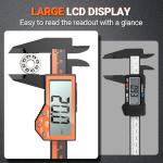 Digital Vernier Caliper, Preciva 150mm Electronic Calipers Measuring Tool with LCD Screen, Lightweight Portable Precision Micrometer with Mm/Inch Conversion, Splash Resistant, Black and Orange