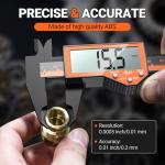 Digital Vernier Caliper, Preciva 150mm Electronic Calipers Measuring Tool with LCD Screen, Lightweight Portable Precision Micrometer with Mm/Inch Conversion, Splash Resistant, Black and Orange