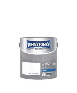 Johnstone's - Wall & Ceiling Paint - Pure Brilliant White - Matt Finish - Emulsion Paint - Fantastic Coverage - Easy to Apply - Dry in 1-2 Hours - 12m2 Coverage per Litre - 2.5L