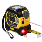 Fitdays 3-in-1 Laser Tape Measure with Cross Line Level - Digital Laser Measurement Tool 131ft/40m, Auto-Leveling LCD Display, in/ft/m Units | 16ft/5M Tape | (Yellow)