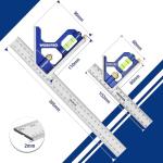 WORKPRO Adjustable Combination Square Set, 150 + 300mm, Stainless Steel Angle Ruler with Bubble, Multifunctional Measuring Tool