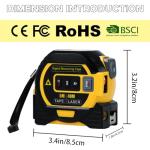 Fitdays 3-in-1 Laser Tape Measure with Cross Line Level - Digital Laser Measurement Tool 131ft/40m, Auto-Leveling LCD Display, in/ft/m Units | 16ft/5M Tape | (Yellow)
