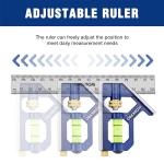 WORKPRO Adjustable Combination Square Set, 150 + 300mm, Stainless Steel Angle Ruler with Bubble, Multifunctional Measuring Tool