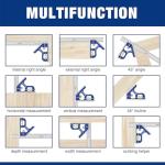 WORKPRO Adjustable Combination Square Set, 150 + 300mm, Stainless Steel Angle Ruler with Bubble, Multifunctional Measuring Tool