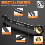 8PCS Ratchet Spanner Set 8-19mm, Combination Spanner Set with 72 Tooth Ratchet Gear, Chrome Vanadium Steel Hand Tools with Storage Box, Metric Size 8, 10, 12, 13, 14, 15, 17, 19mm