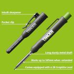 Tracer Deep Hole Construction Pencil with Site Holster (120mm, Extendable 2B Carpenter Pencil with Inbuilt Sharpener)