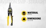 STANLEY FATMAX Straight Cut Compound Action Aviation Snips, Suitable for Aluminium, Sheet UPVC, Wire Mesh, Leather, Copper, Plastic and Mild Steel, 2-14-563