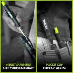Tracer Deep Hole Construction Pencil with Site Holster (120mm, Extendable 2B Carpenter Pencil with Inbuilt Sharpener)