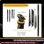 Magicbox 8 in 1 Professional Hacksaw Set with Self-Locking Design, 8 Interchangeable Blades for Metal, Wood & Drywall, Ergonomic Grip & Durable Steel, Pro Hand Saw Tool for DIY & Woodworking