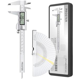 Proster Vernier Caliper Kit 150mm/6Inch Digital Vernier Caliper with Feeler Gauge Fractions/Inch/Metric Measuring Tool for Length Width Depth Diameter