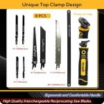 Magicbox 8 in 1 Professional Hacksaw Set with Self-Locking Design, 8 Interchangeable Blades for Metal, Wood & Drywall, Ergonomic Grip & Durable Steel, Pro Hand Saw Tool for DIY & Woodworking