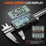 Digital Vernier Caliper, Preciva 150mm Electronic Precision Calipers Measuring Tool with LCD Screen, Micrometer Stainless Steel with Mm/Inch Conversion, Splash Resistant, Silver and Black