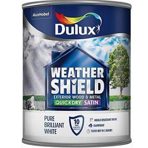 Dulux Weather Shield Quick Dry Satin Paint, 750 ml - Pure Brilliant White - Packaging May Vary