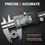 Digital Vernier Caliper, Preciva 150mm Electronic Precision Calipers Measuring Tool with LCD Screen, Micrometer Stainless Steel with Mm/Inch Conversion, Splash Resistant, Silver and Black