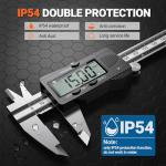 Digital Vernier Caliper, Preciva 150mm Electronic Precision Calipers Measuring Tool with LCD Screen, Micrometer Stainless Steel with Mm/Inch Conversion, Splash Resistant, Silver and Black