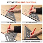 Speed Square with 14 Types of Drill Holes, 7inch Metric Triangle Ruler, Aluminum Alloy Carpenters Tools