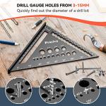 Speed Square with 14 Types of Drill Holes, 7inch Metric Triangle Ruler, Aluminum Alloy Carpenters Tools