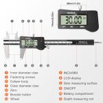 Digital Vernier Caliper, Preciva 150mm Electronic Precision Calipers Measuring Tool with LCD Screen, Micrometer Stainless Steel with Mm/Inch Conversion, Splash Resistant, Silver and Black