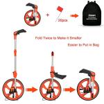 Zozen Distance Measuring Wheel with 20PC Marking Flags, Double Collapsible/Mechanical-One Key to Reset/Kickstand to Keep Stand/Starting Point Arrow and Carrying Bag.