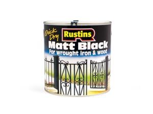 RUSTINS Quick Drying Matt Black Paint 500ml -Easy DIY Application for a Professional Finish in Minutes, Ideal for Interior & Exterior Surfaces