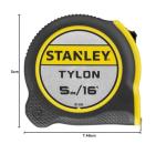 STANLEY Tape Measure 5M/16 Inches Compact Case with Cushioned Grip Metric and Imperial System 1-30-696, YELLOW