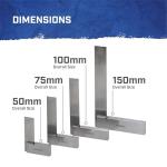 Faithfull Engineers Steel Try Square Set 4 Piece - 50,75,100,150mm (2in, 3in, 4in, 6in), Precision Ground, Hardened Steel Blade, Accurate Marking, Measuring & Layout Tools in Wooden Storage Case