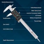 Housolution Digital Caliper 6 Inch, Caliper Measuring Tool with Large LCD Screen, Inch/MM, 4 Measuring Ways, Auto-Off LCD Stainless Steel Micrometer Vernier Caliper for Printing Jewelers Woodworkers