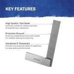 Faithfull Engineers Steel Try Square Set 4 Piece - 50,75,100,150mm (2in, 3in, 4in, 6in), Precision Ground, Hardened Steel Blade, Accurate Marking, Measuring & Layout Tools in Wooden Storage Case