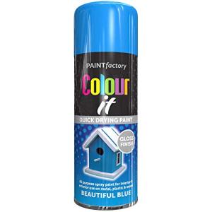 Paint Factory Colour It Quick Drying Spray Paint 400ml Beautiful Blue Gloss Finish