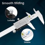 Housolution Digital Caliper 6 Inch, Caliper Measuring Tool with Large LCD Screen, Inch/MM, 4 Measuring Ways, Auto-Off LCD Stainless Steel Micrometer Vernier Caliper for Printing Jewelers Woodworkers