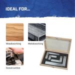 Faithfull Engineers Steel Try Square Set 4 Piece - 50,75,100,150mm (2in, 3in, 4in, 6in), Precision Ground, Hardened Steel Blade, Accurate Marking, Measuring & Layout Tools in Wooden Storage Case