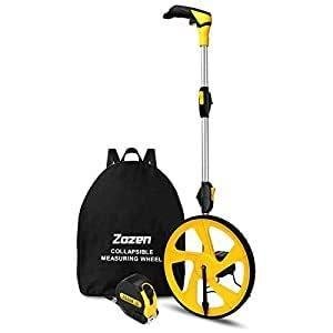 Zozen Measuring/Trundle Wheel in meters-3-Piece, Foldable | Metric Units [Up to 9,999.9m], Rolling Measurement with Carrying Backbag, One Key to Reset/Kickstand to Keep Stand | Starting Point Arrow.