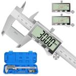 Ueznirn Digital Caliper, 150mm Stainless Steel Vernier Calipers Measuring Tool with Large LCD Screen, IP54 Waterproof Micrometer Digital Calipers with Inch/mm Conversion for Industrial/Household/DIY