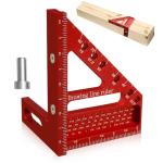 3D Multi Angle Measuring Ruler, Carpenter Square High Precision Square Woodworking Tool Measuring Layout Scribing Ruler, 22.5-90 Degree Aluminum Protractor with Angle Position Pin