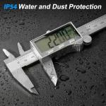 Ueznirn Digital Caliper, 150mm Stainless Steel Vernier Calipers Measuring Tool with Large LCD Screen, IP54 Waterproof Micrometer Digital Calipers with Inch/mm Conversion for Industrial/Household/DIY