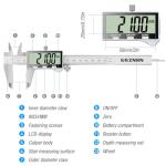 Ueznirn Digital Caliper, 150mm Stainless Steel Vernier Calipers Measuring Tool with Large LCD Screen, IP54 Waterproof Micrometer Digital Calipers with Inch/mm Conversion for Industrial/Household/DIY