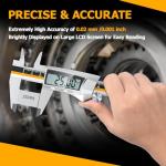 Preciva Digital Vernier Caliper, 150mm Calipers Gauge Micrometer with Clear LCD Screen, Precision Metal Measuring Tool Stainless Steel with Inch/mm Conversion