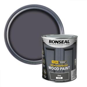 RONSEAL 10 Year Weatherproof 2-in-1 Wood Paint Grey Satin 750ml