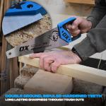 OX Pro Toolbox Hand Saw 350mm, Compact & Portable, Double Ground Hardened Steel Blade, 15 TPI for Superfast Cuts, Ergonomic Soft Grip Handle, Built-in Angle Guides, OX-P135635