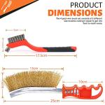 MIVITOOM Hand Wire Brush Set 4 Pcs with Stainless Steel Brush and Brass Brush,Wire Brush for Cleaning Rust, Paint and Welding Slag (2 Big,2 Small)