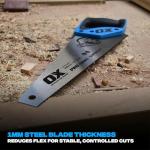 OX Pro Toolbox Hand Saw 350mm, Compact & Portable, Double Ground Hardened Steel Blade, 15 TPI for Superfast Cuts, Ergonomic Soft Grip Handle, Built-in Angle Guides, OX-P135635