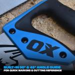 OX Pro Toolbox Hand Saw 350mm, Compact & Portable, Double Ground Hardened Steel Blade, 15 TPI for Superfast Cuts, Ergonomic Soft Grip Handle, Built-in Angle Guides, OX-P135635