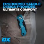 OX TOOLS P224301 Pro Heavy Duty Fixed Blade Folding Knife, Blue / Black