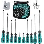Screwdriver Set 10pcs, Magnetic Screwdriver Set 5pcs Phillips Screwdrivers and 5pcs Slotted/Flat Head Screwdrivers, Chrome Vanadium Steel Made