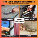 MIVITOOM Hand Wire Brush Set 4 Pcs with Stainless Steel Brush and Brass Brush,Wire Brush for Cleaning Rust, Paint and Welding Slag (2 Big,2 Small)