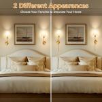 Dehobo Battery-Operated Wall Sconces with Fabric Shade, Rechargeable LED Wall Lights Set of 2, Dimmable Wireless Lamp with 3 Color Temperature, 12 RGB and Remote for Bedroom Living Room Hallway