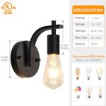 Gbood 2 Pack Black Industrial Wall Lights, Vintage E27 Wall Lamps, Wall Sconce Lights Metal for Bedroom Living Room Kitchen Hallway (E27 Socket, Bulb Not Included)