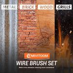 MIVITOOM Hand Wire Brush Set 4 Pcs with Stainless Steel Brush and Brass Brush,Wire Brush for Cleaning Rust, Paint and Welding Slag (2 Big,2 Small)