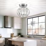 ZYDTRIP Crystals Ceiling Light Fixtures Chandelier, Small Semi Flush Mount Ceiling Light Fitting for Hallway Entrance Kitchen Bedroom Dining Rooms Living Rooms Bar (Silver)