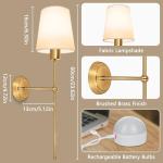 Dehobo Battery-Operated Wall Sconces with Fabric Shade, Rechargeable LED Wall Lights Set of 2, Dimmable Wireless Lamp with 3 Color Temperature, 12 RGB and Remote for Bedroom Living Room Hallway